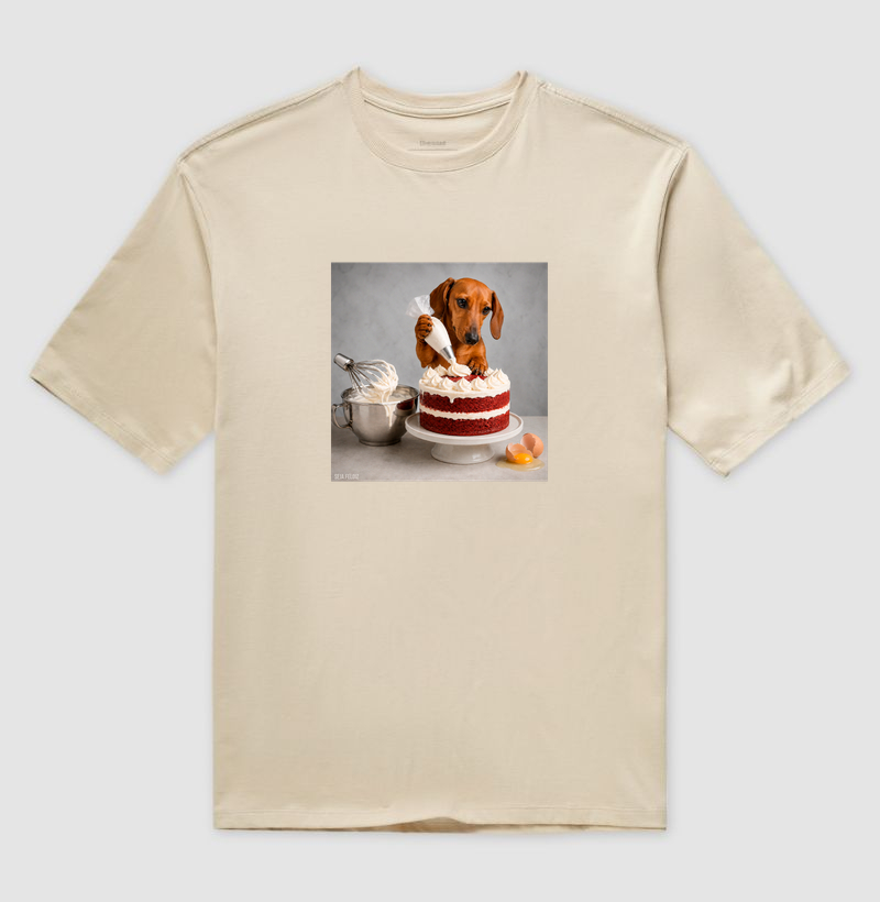 Salsicha Chef Confeiteiro 🎂🐾 - Camiseta Oversized
