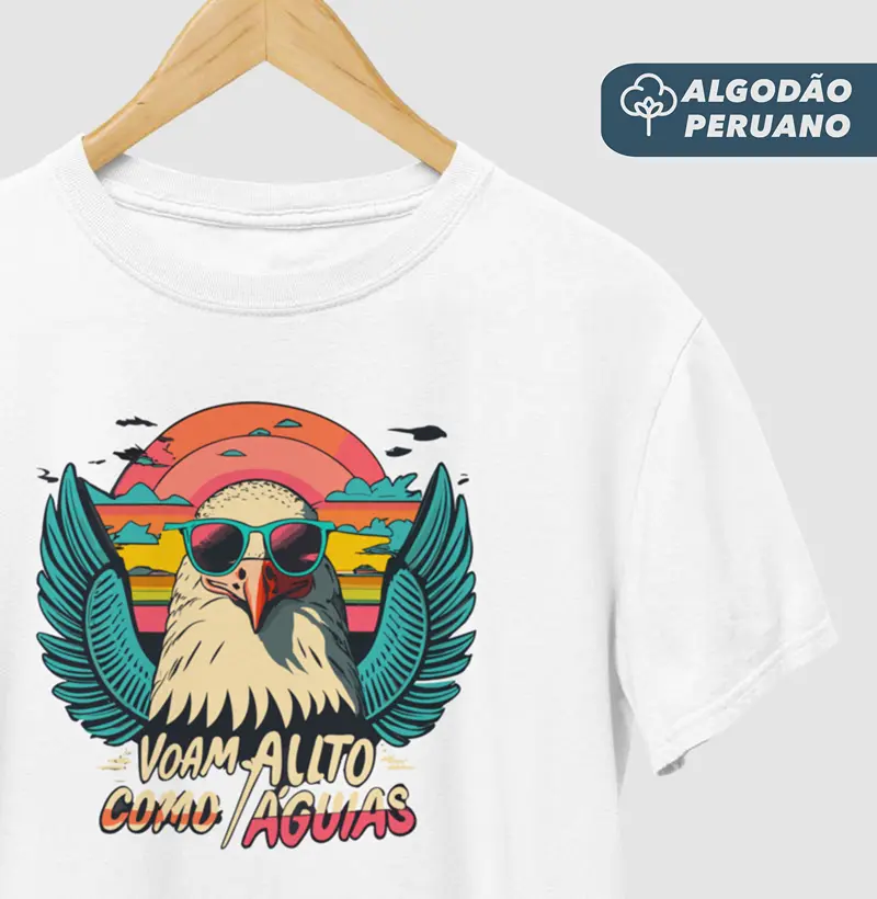Camiseta Masculina Algodão Peruano Alto Como Águias