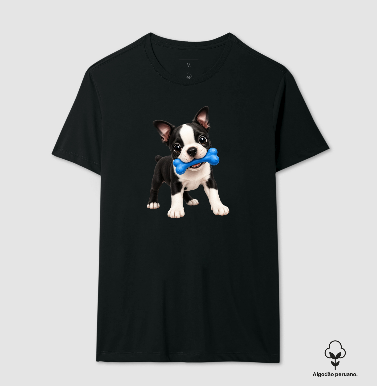 Boston Terrier - Desenho Animado - Camiseta Algodão Peruano