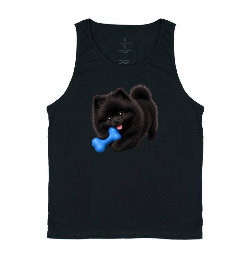 Pomerânia (Spitz Alemão) Preto - Desenho Animado - Regata