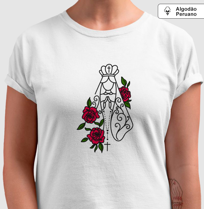 Nossa Senhora e as Flores - Algodão Peruano