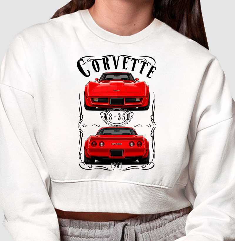 Moletom cropped feminino Corvette vintage