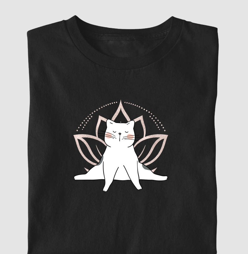 Gato Zen com Flor de Lótus