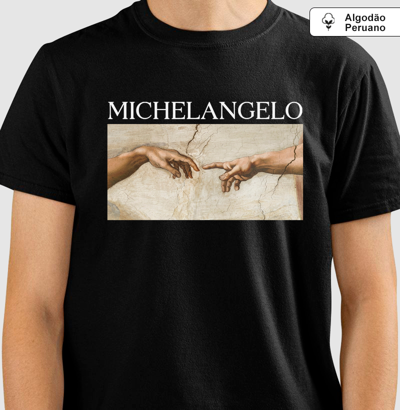 Camiseta Michelangelo – A Criação de Adão | Capela Sistina | 100% Algodão Premium