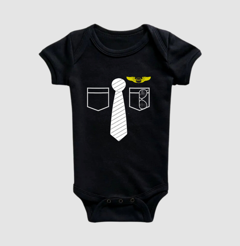 Body de Bebê Uniforme de Piloto 100% Algodão