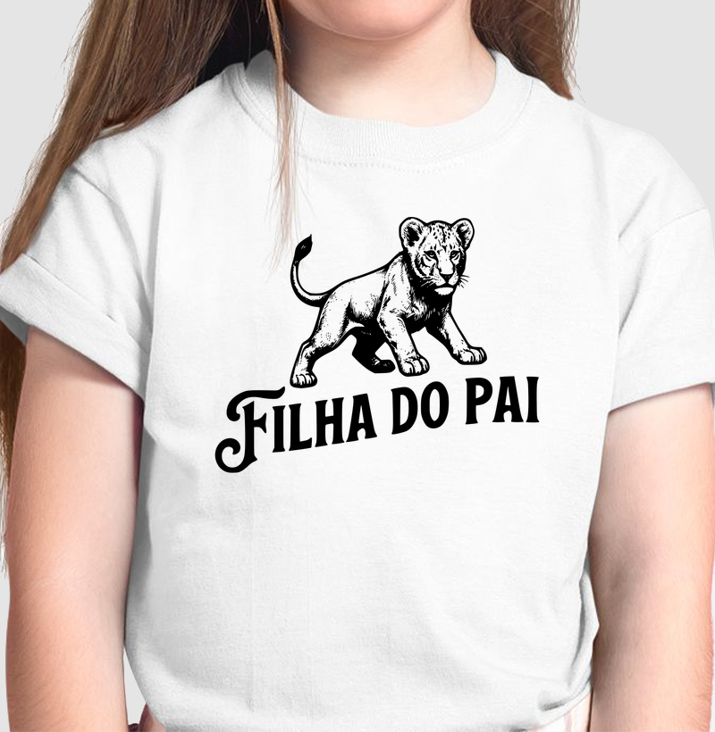 Camiseta infantil Filha do pai - ilustração preta - Algodão Premium