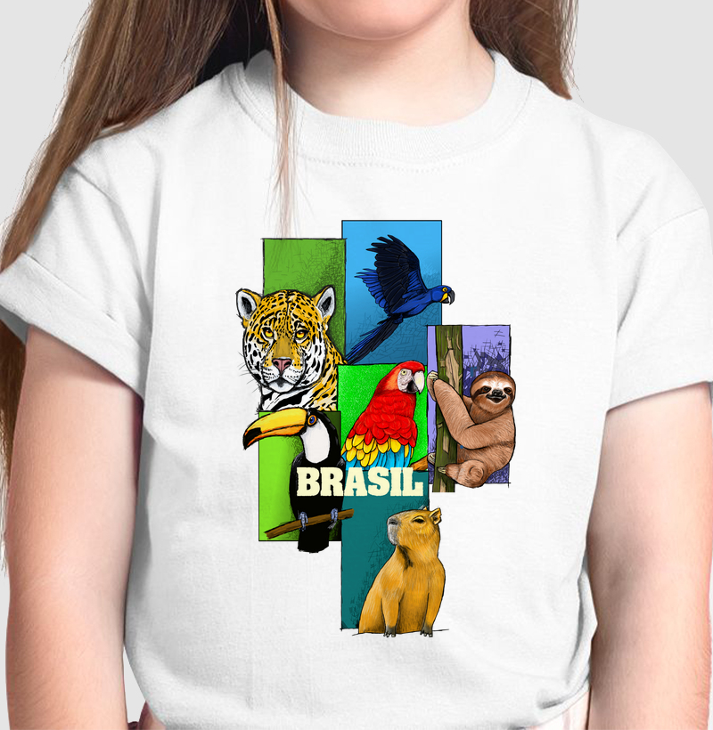 Camiseta Infantil Animais do Brasil