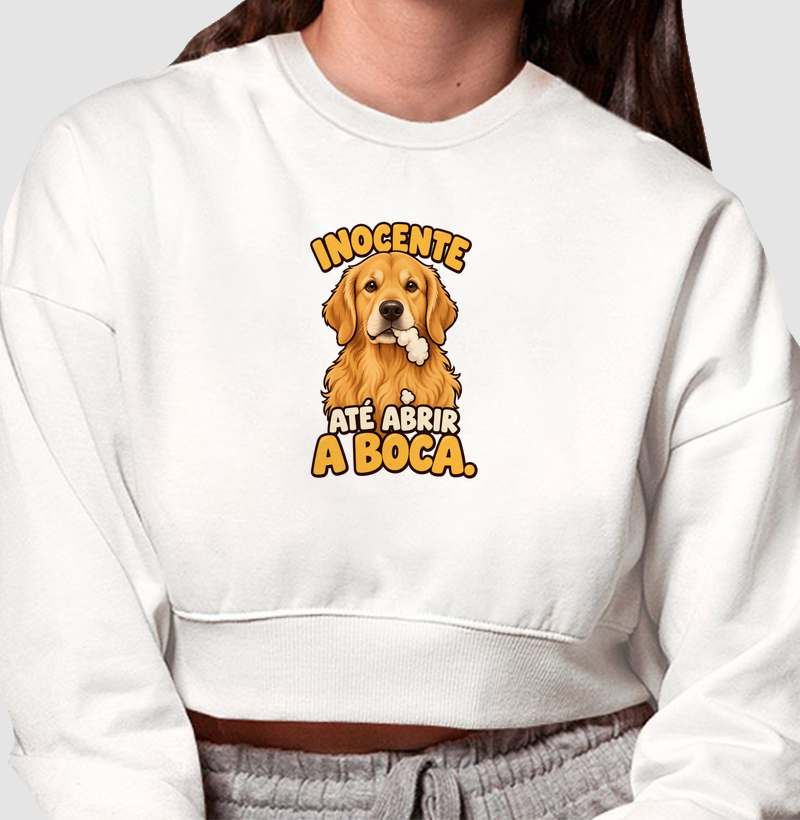 Inocente até abrir a boca. - Cropped Moletom
