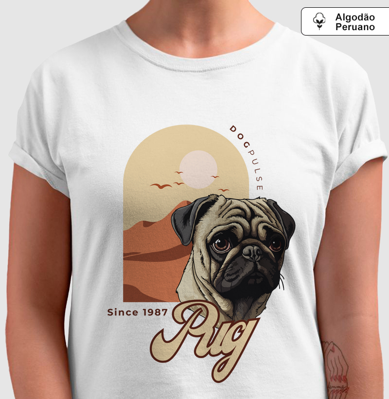 Camiseta Algodão Peruano Pug Busto Dog Pulse