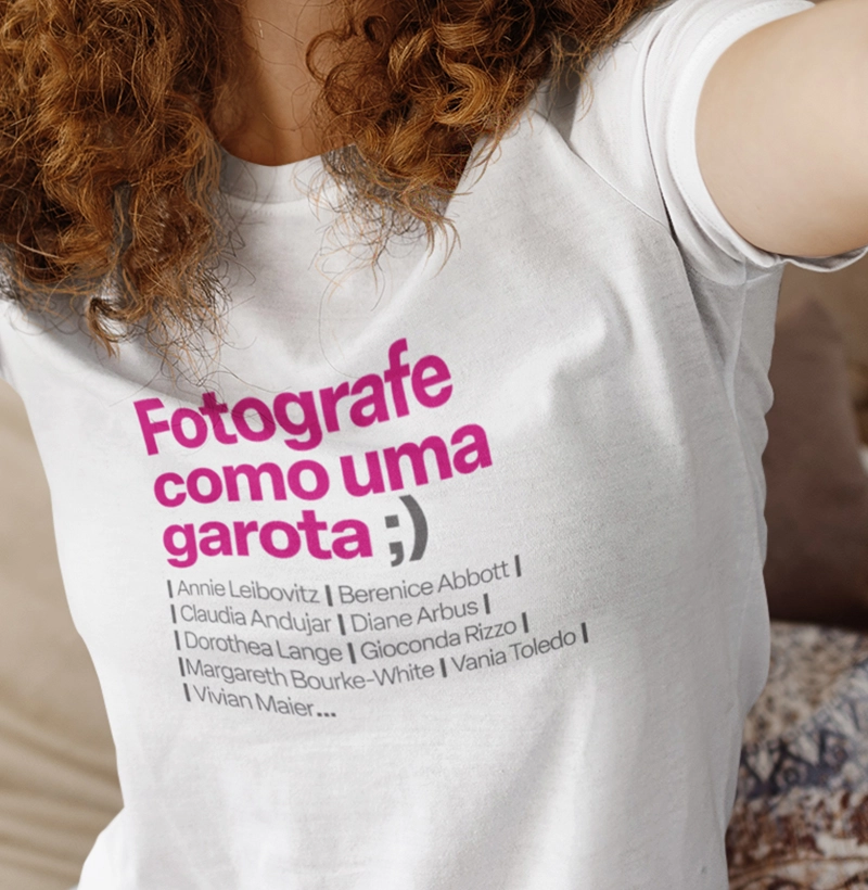 Camiseta Mini - Fotografe como uma garota ;) - Ver. Rosa