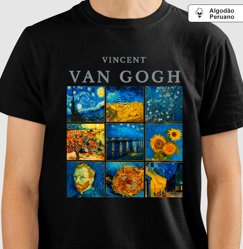 Camiseta Vincent van Gogh Fine Art Algodão Peruano 