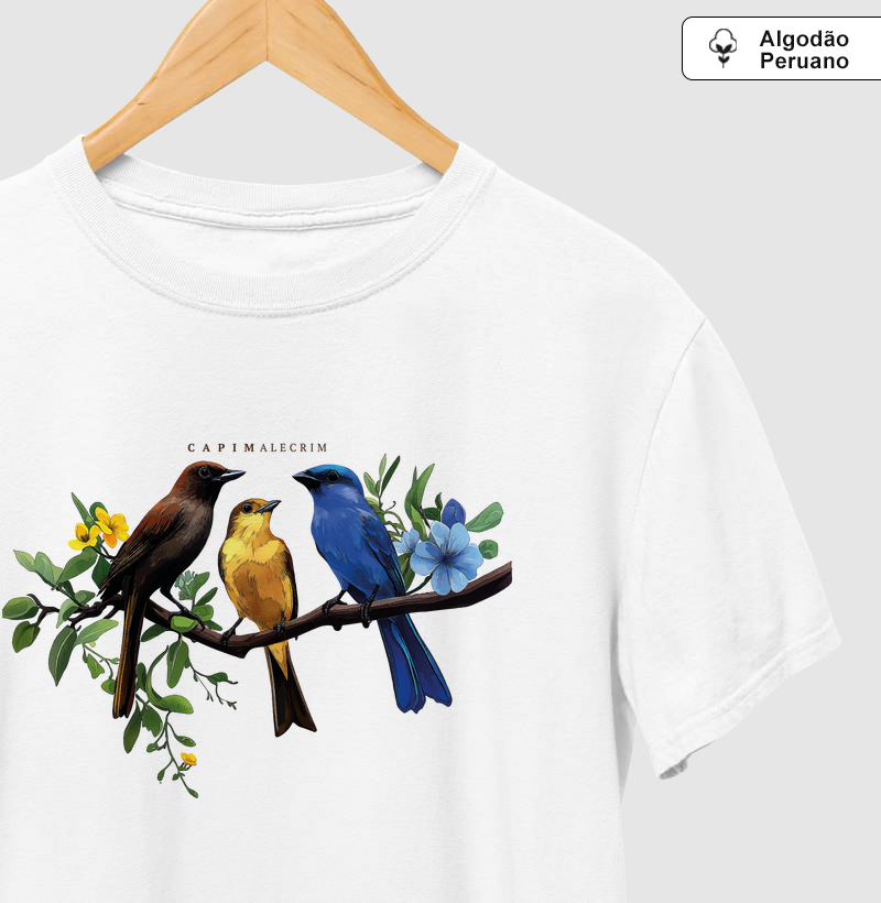 T-shirt Sabiá Canário e Azulão - Algodão Peruano
