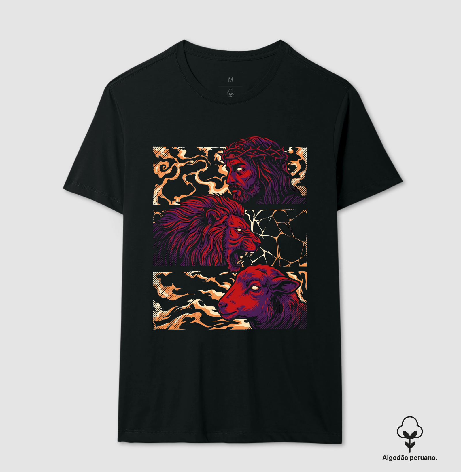 Jesus: Leão e Cordeiro - Camiseta Algodão Peruano