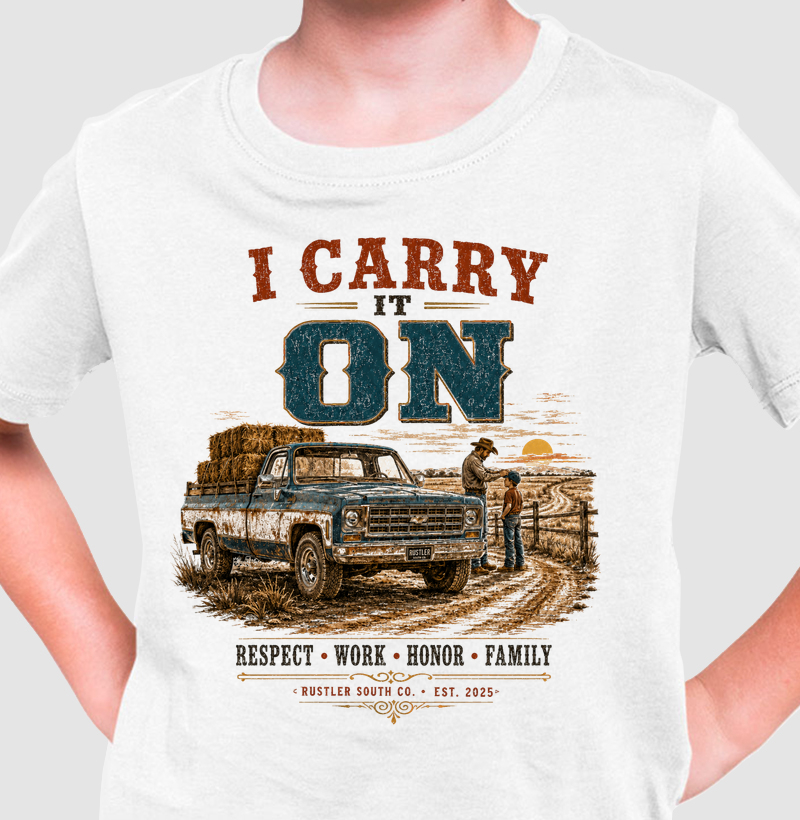Camiseta Country Infantil Dia dos Pais I Carry It On Rustler South Co. - Imagem 1