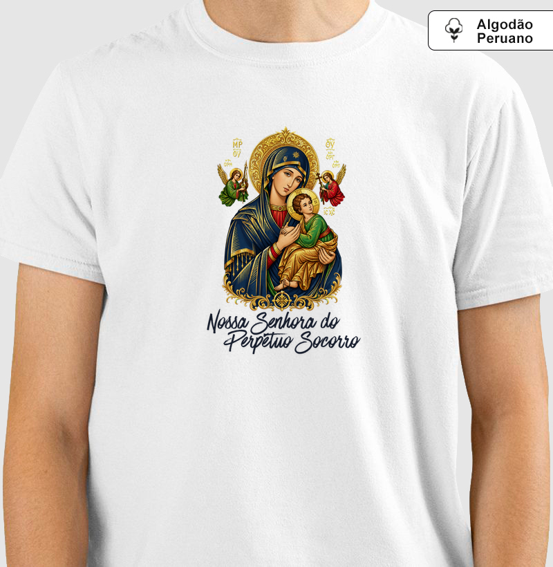 Camiseta Algodão Peruano Nossa Senhora do Perpétuo Socorro