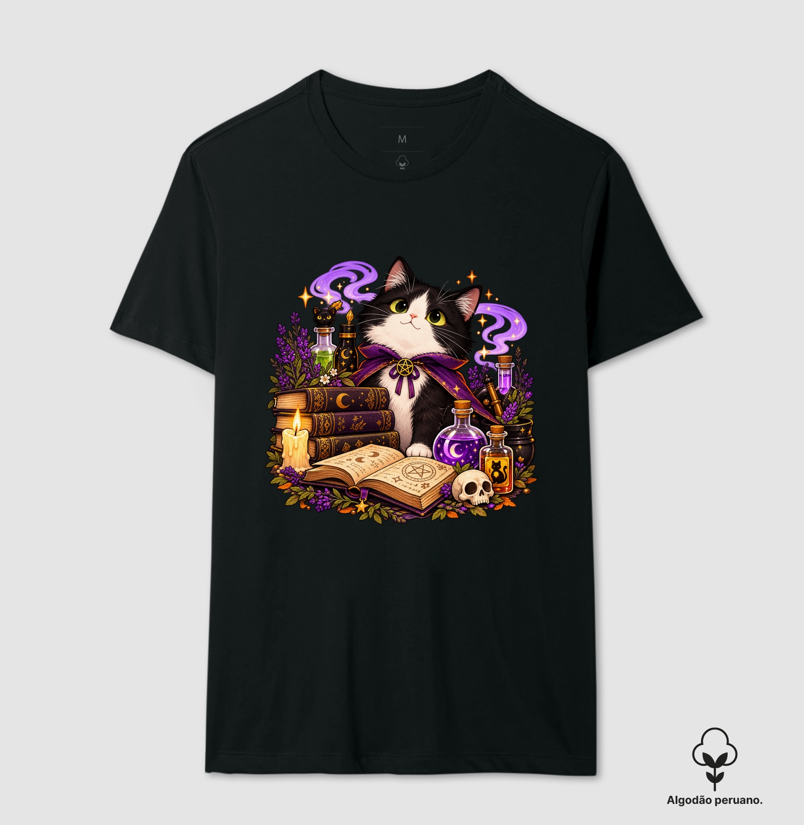 Gatoween - Grimório do Comitê - Camiseta Algodão Peruano