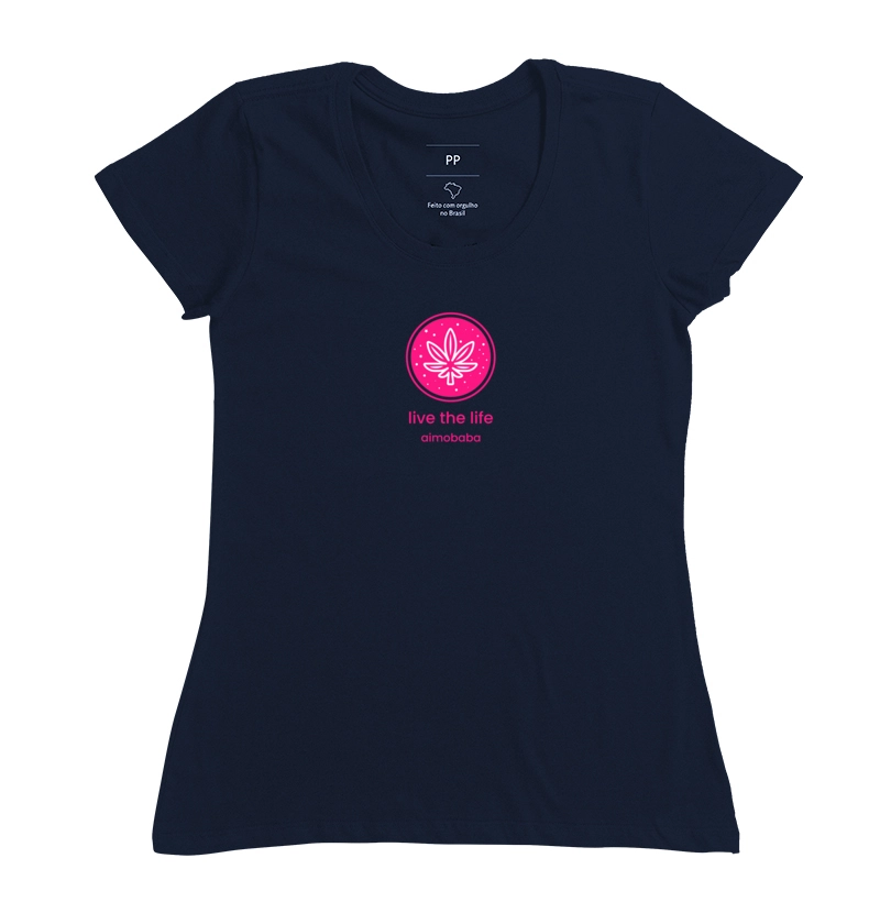 Camiseta Aimobaba Live the Life feminina azul marinho
