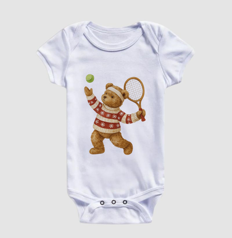 Urso tenista de natal sacando - Baby