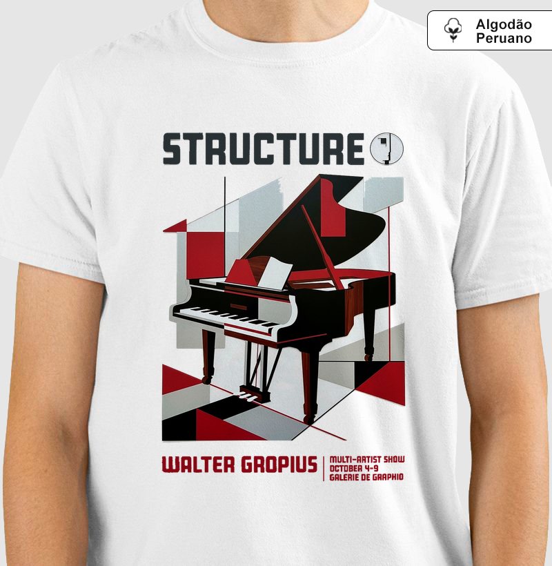 Camiseta Walter Gropius Bauhaus | Piano Modernista | Algodão Peruano Premium
