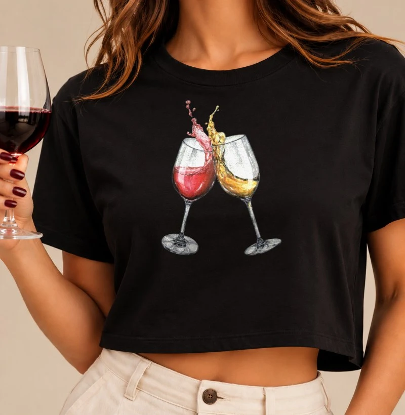 Camiseta Branco ou Tinto - Cropped