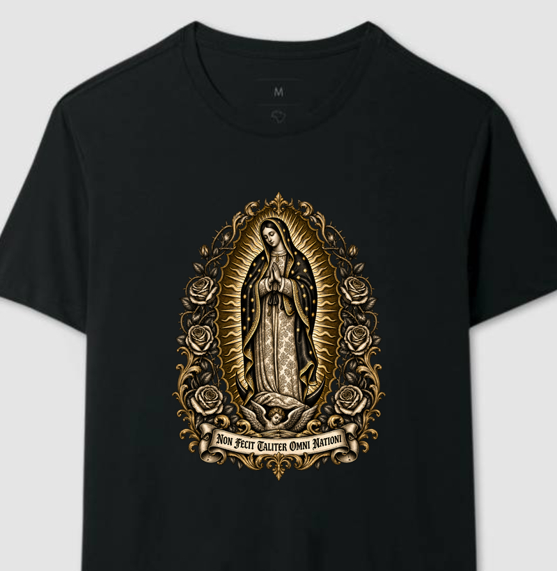 Nossa Senhora de Guadalupe em Xilogravura - Camiseta