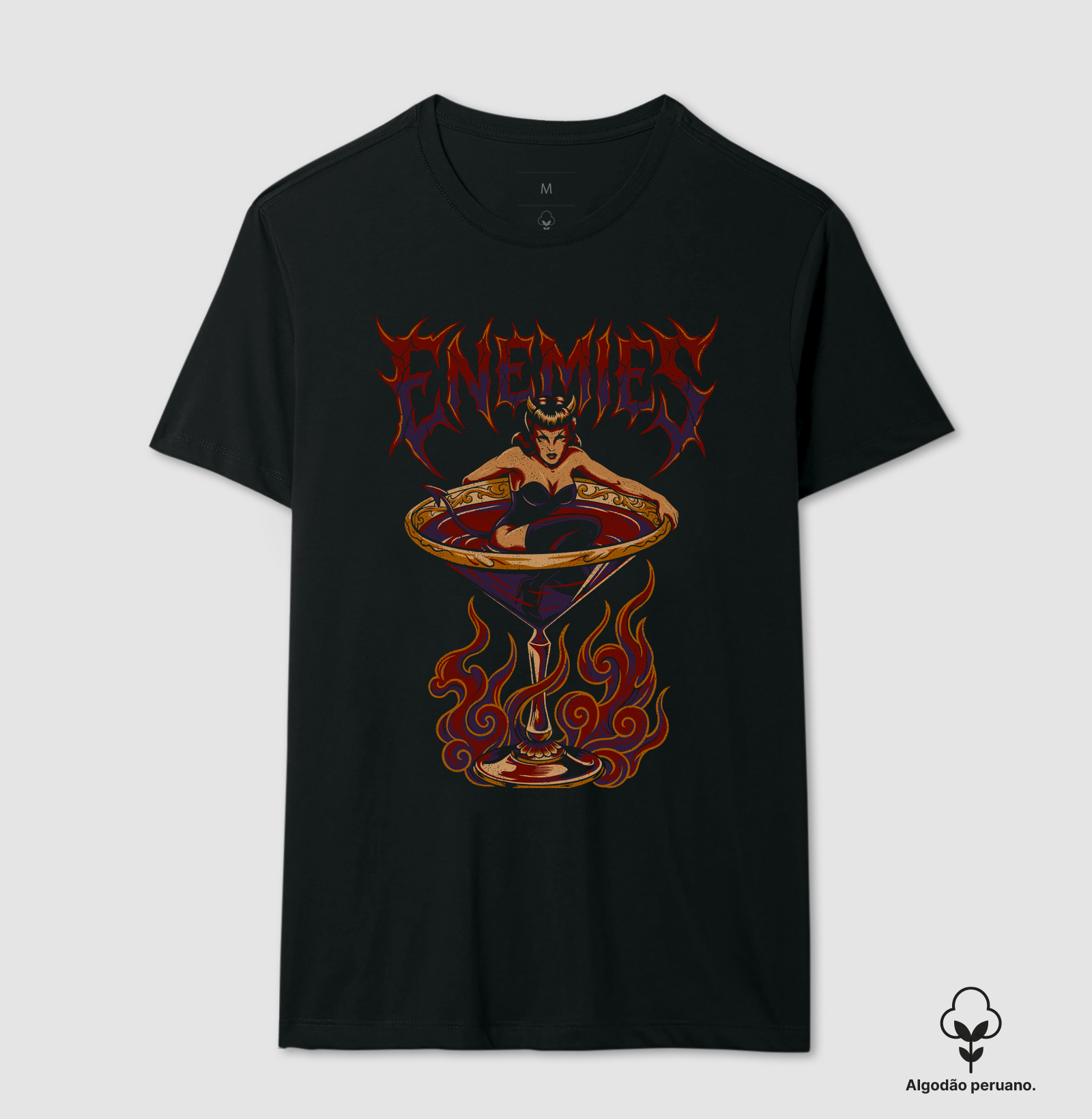 Qual é o seu veneno? 🍸😈 - Camiseta Algodão Peruano