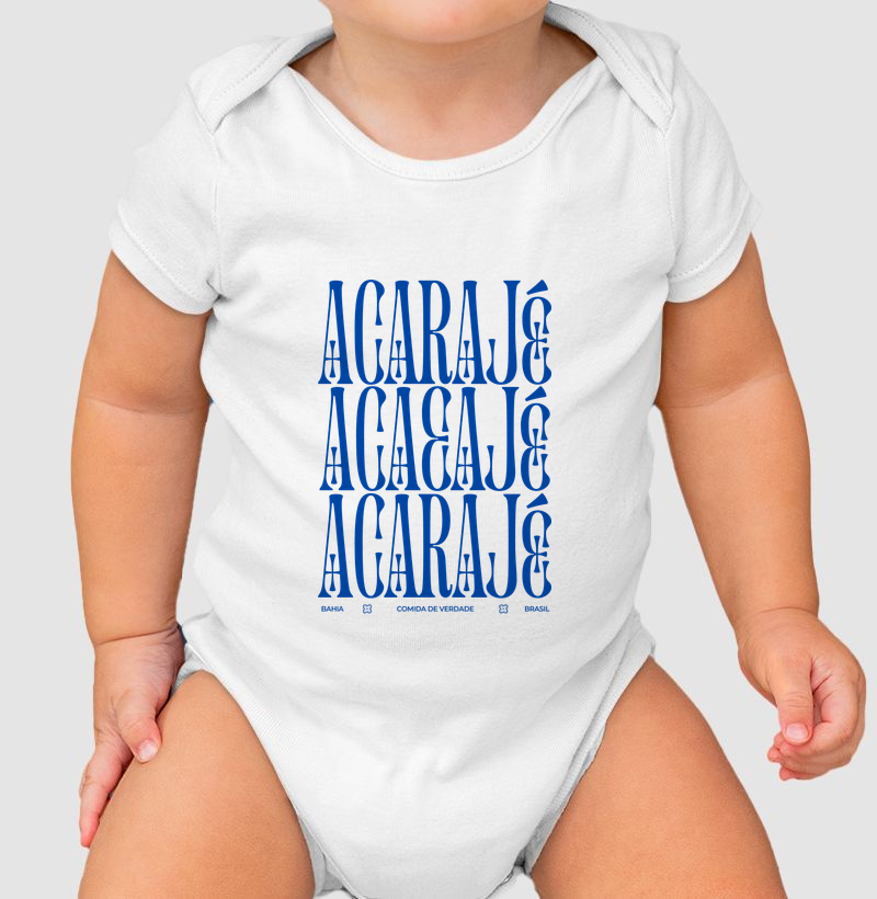 Acarajé Comida de Verdade Body INfantil Logo Azul