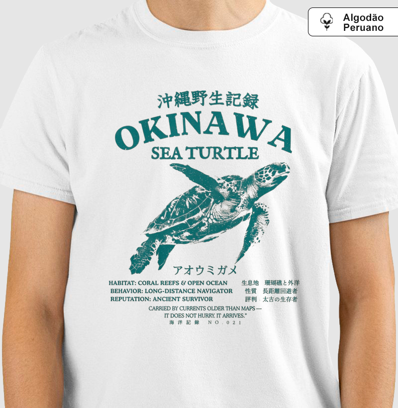 Camiseta Tartaruga Marinha Okinawa Algodão Peruano Tanguis