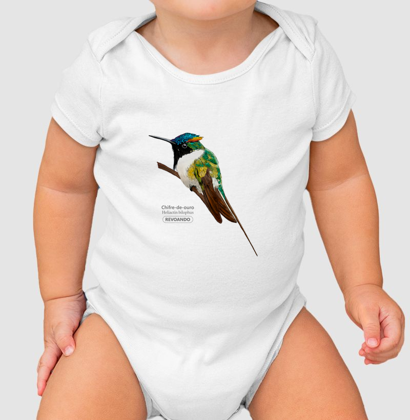 Aves do Brasil - Chifre-de-ouro - Body Infantil