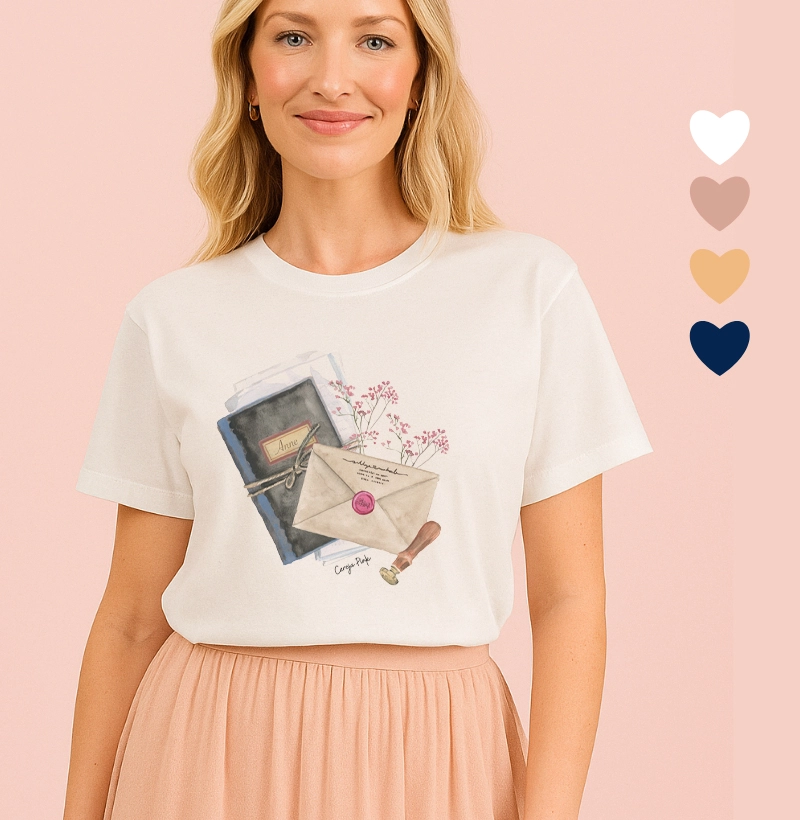 Camiseta Feminina Ilustrada Carta e Flores