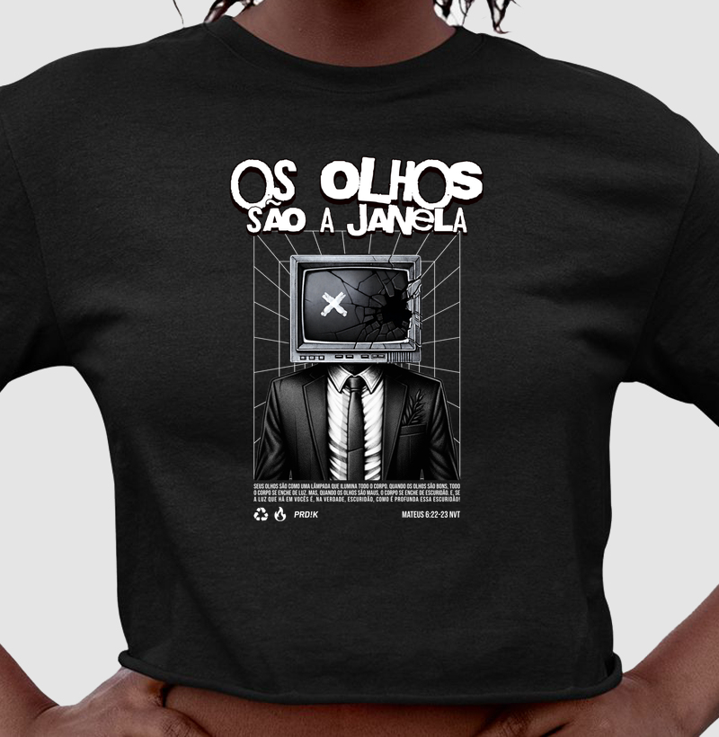 Cropped com Estampa - Os Olhos São a Janela