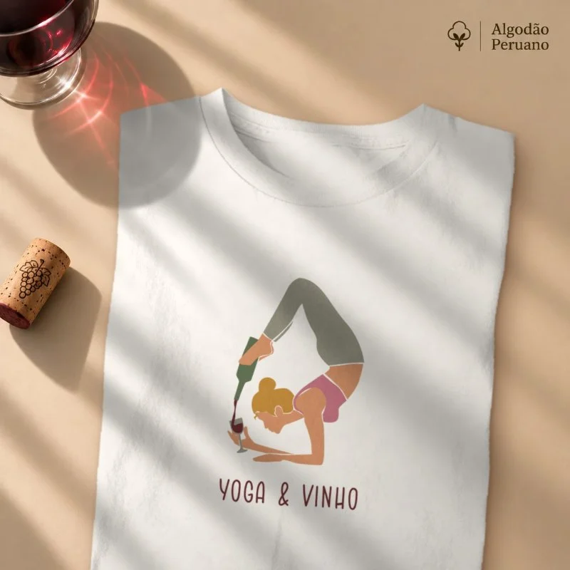Camiseta Yoga e Vinho