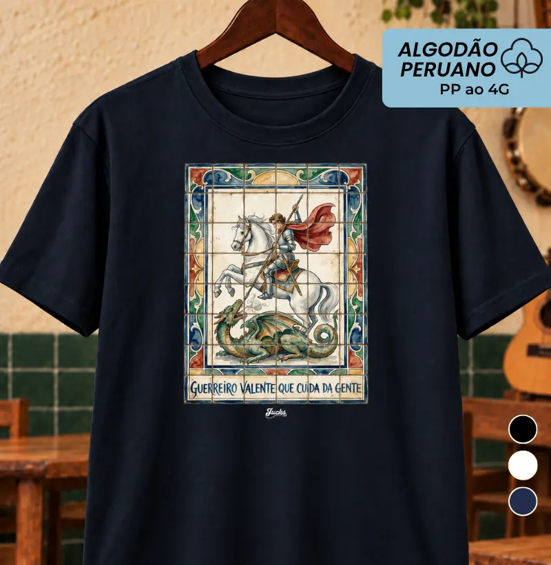 São Jorge Azulejo - Camiseta Algodão Peruano