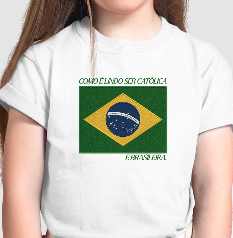 Camiseta Brasil Bandeira Bordada