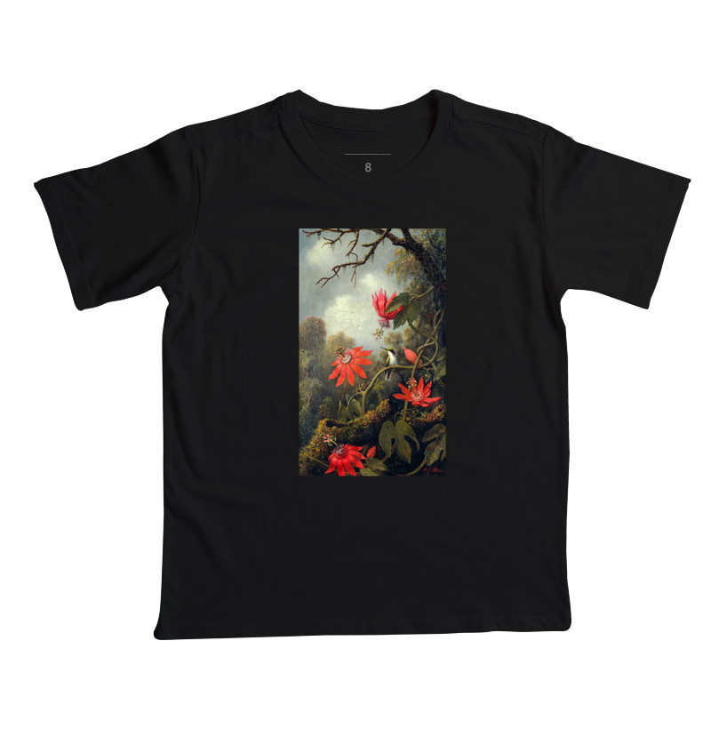Hummingbird and Passionflowers