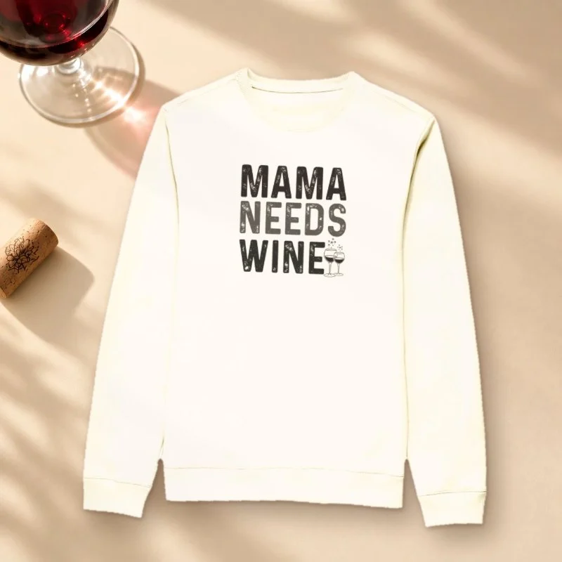 Moletom Cropped Mama Needs Wine  - Suéter Moletom