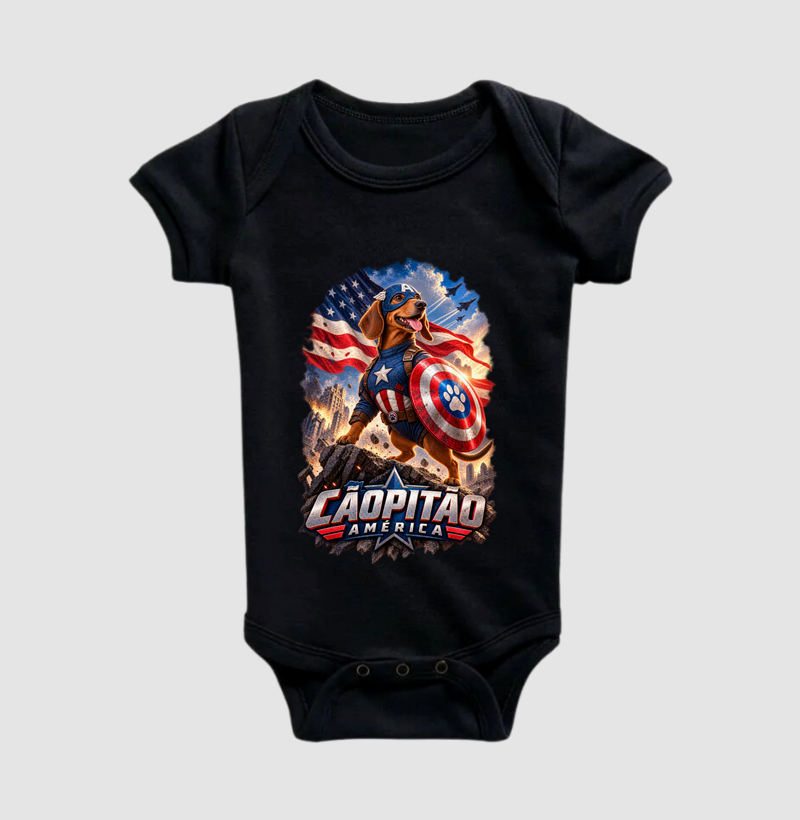 Cãopitão América - Body Infantil