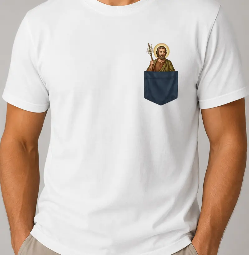 Camiseta São José Com Cajado