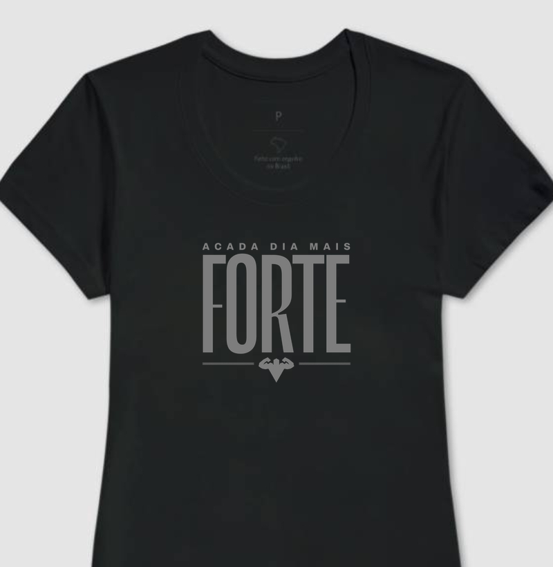 Camiseta Feminina A Cada Dia Mais Forte - Estampa Cinza