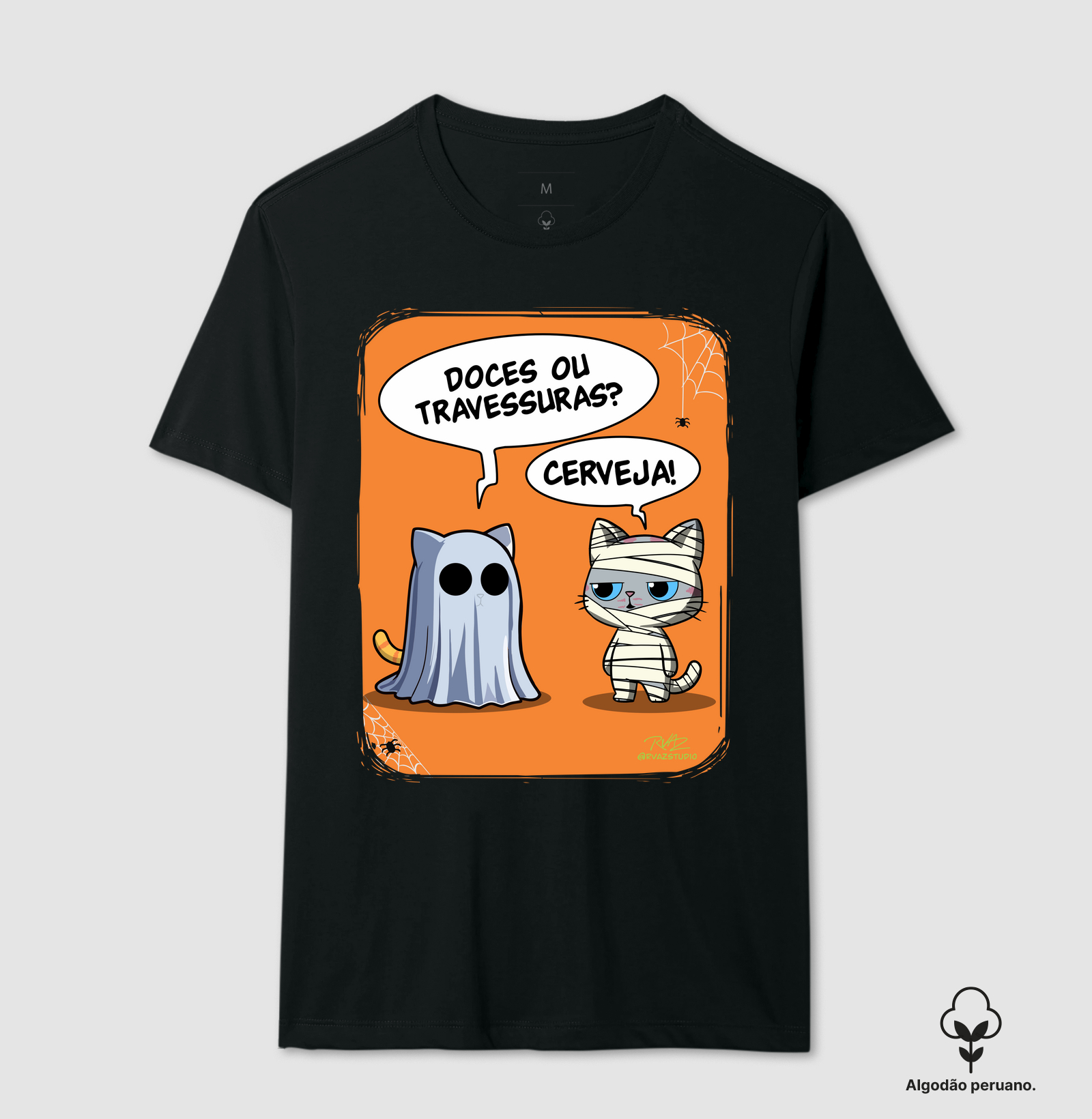 Camiseta Gato Sincero Halloween - Camiseta Algodão Peruano