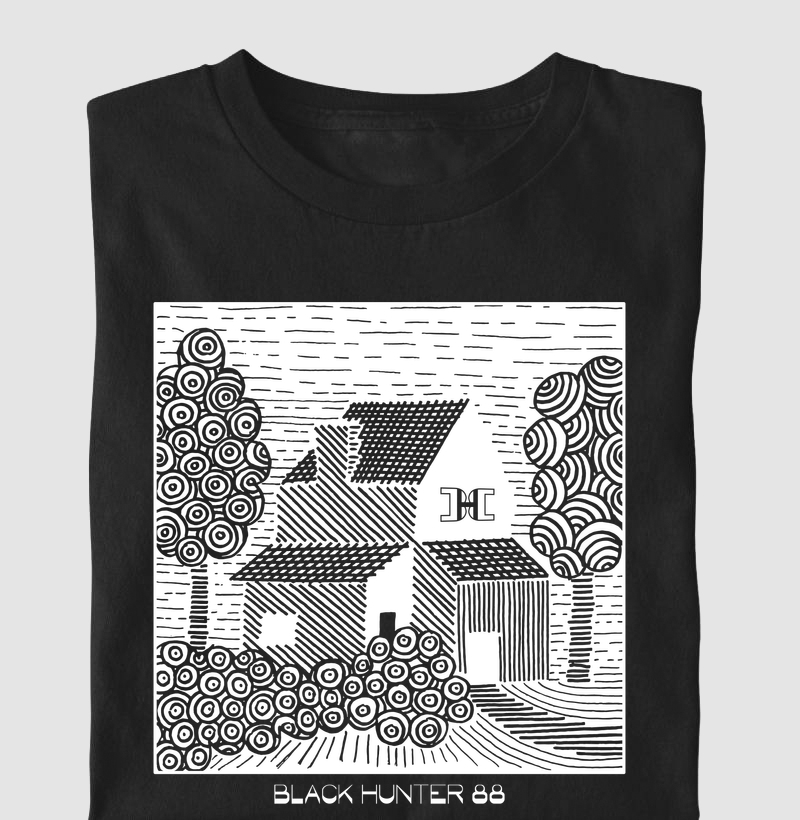 camiseta infantil casinha black hunter