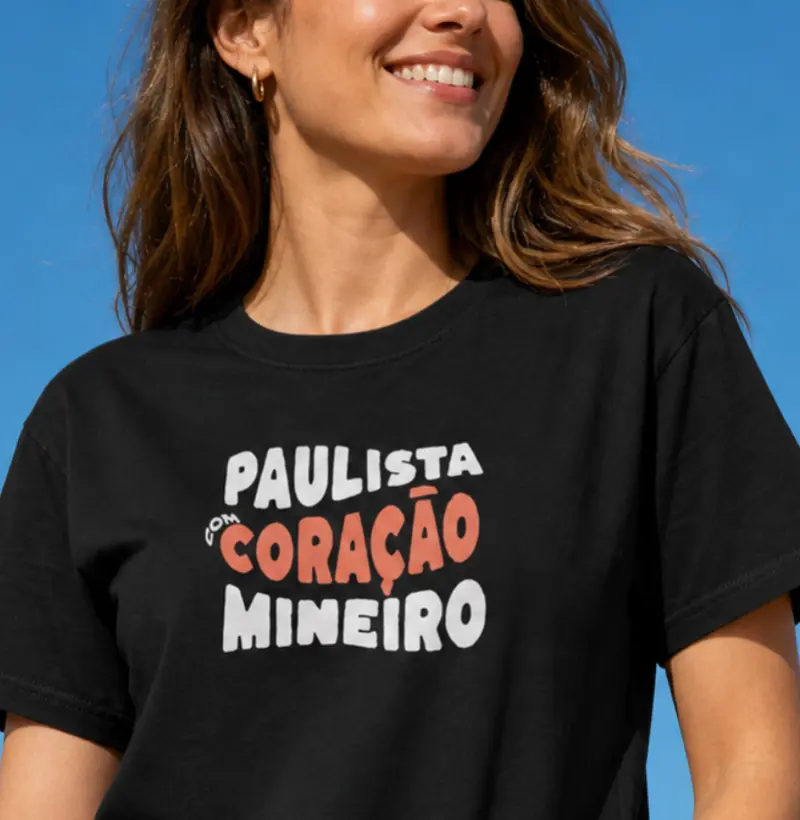 Paulista com Coração Mineiro | Algodão Peruano - Camiseta Algodão Peruano