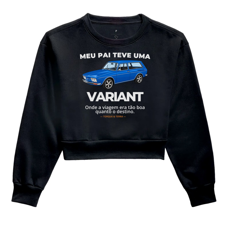 Meu pai teve uma - VARIANT - azul arara - Cropped Moletom