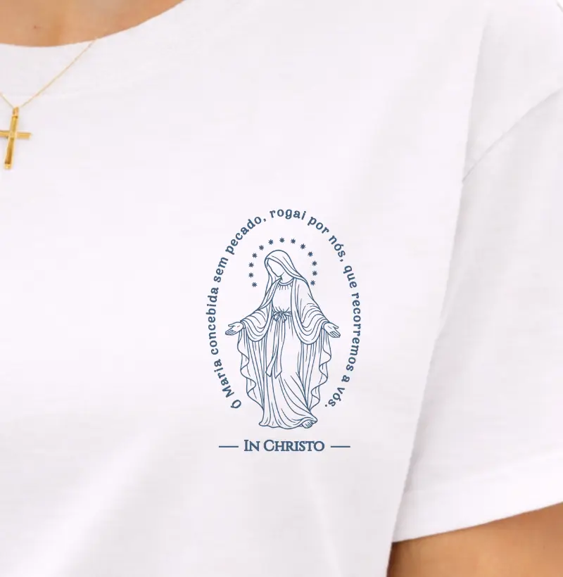 Camiseta Ó Maria concebida sem pecado 100% Algodão Premium