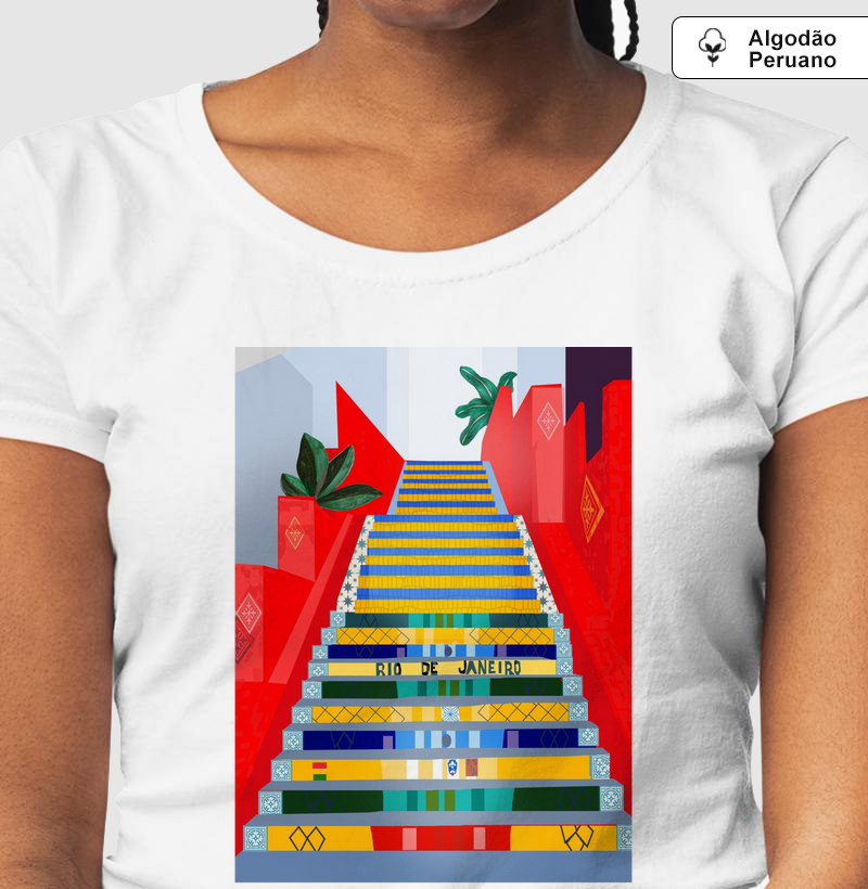 Camiseta Algodão Peruano Escadaria Selaron