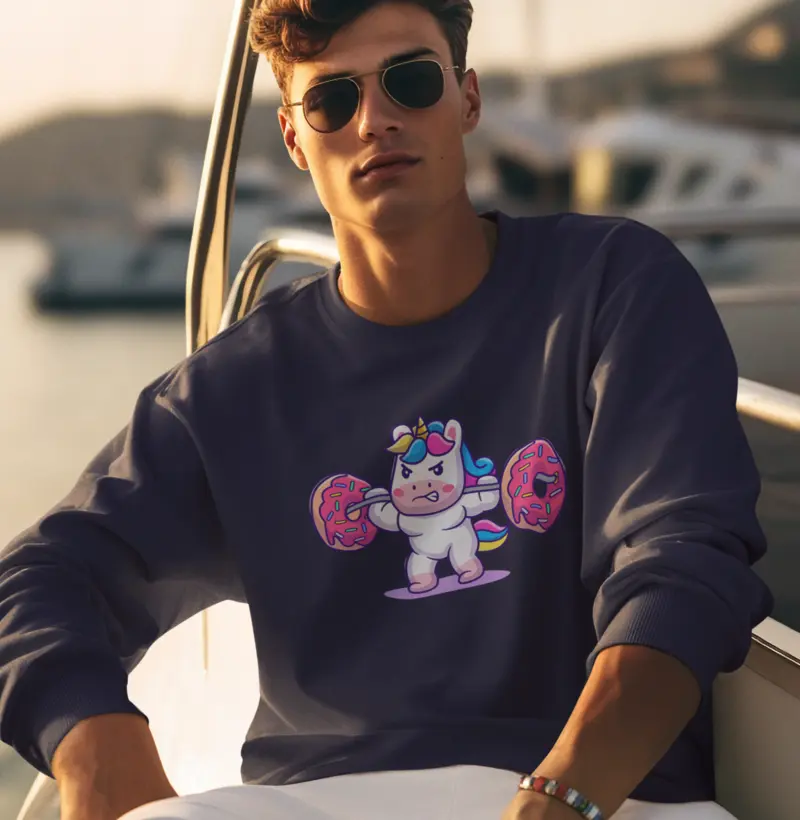 Unicórnio fazendo levantamento de rosquinhas