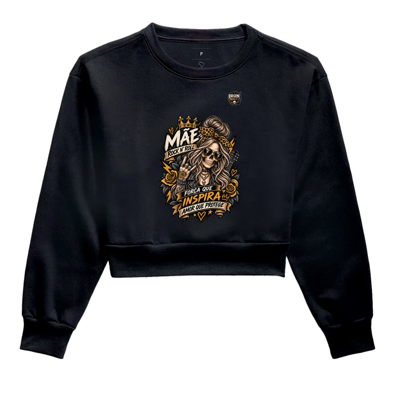 Cropped Moleton Mãe Rock N’ Roll - Cropped Moletom