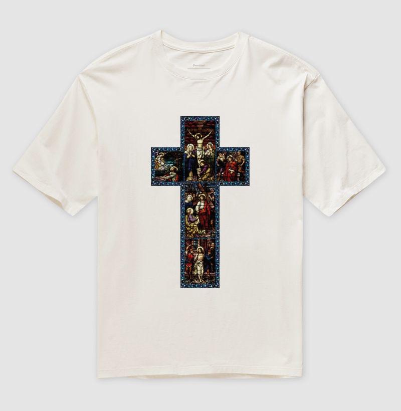 CAMISETA OVERSIZED CRUZ DE VITRAL - REDENÇÃO