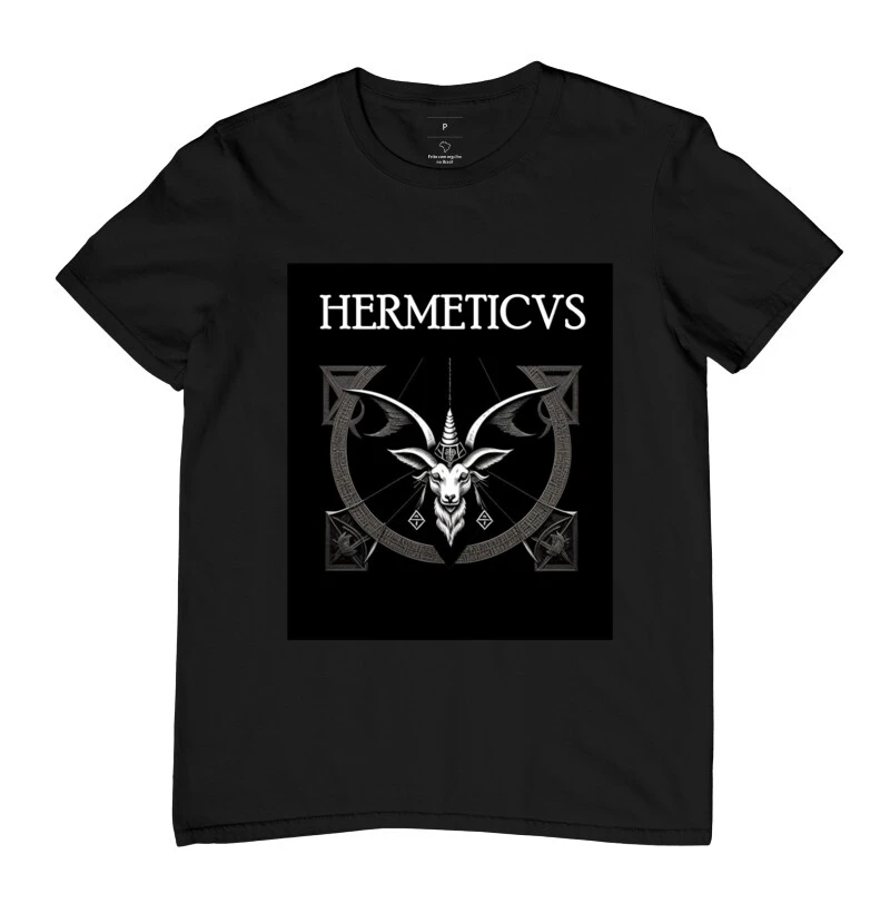 Camiseta Hermeticvs Bode Maçonaria Fundo Preto