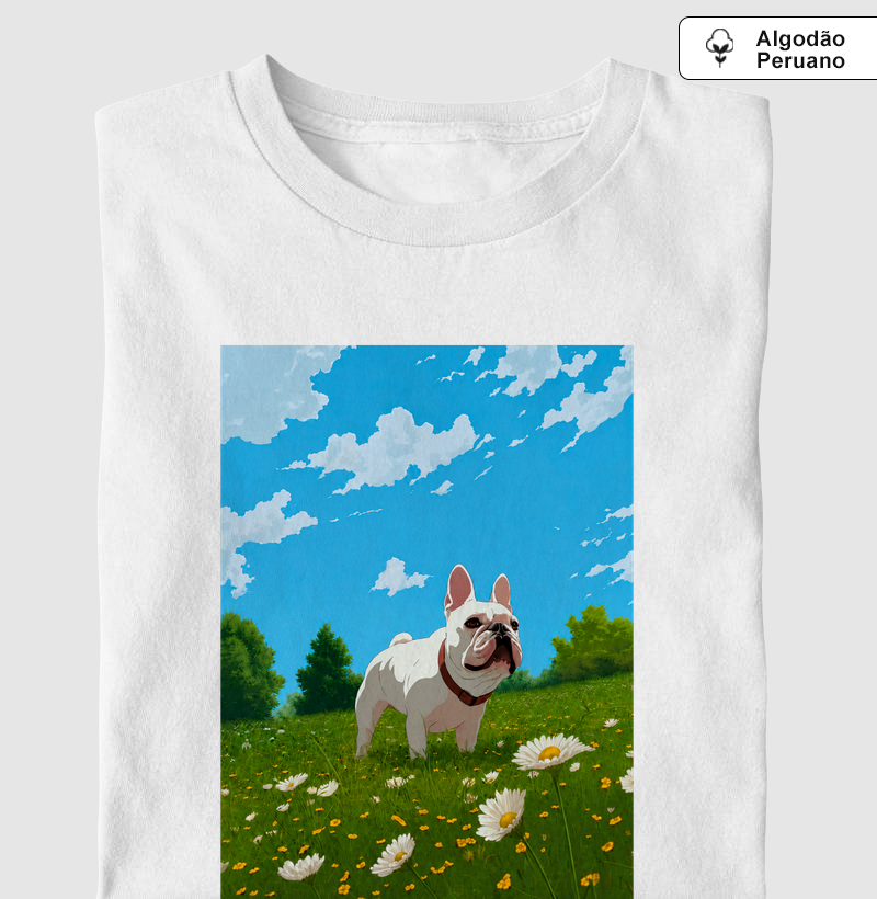 🌼 Frenchie Anime Garden - Camiseta Algodão Peruano